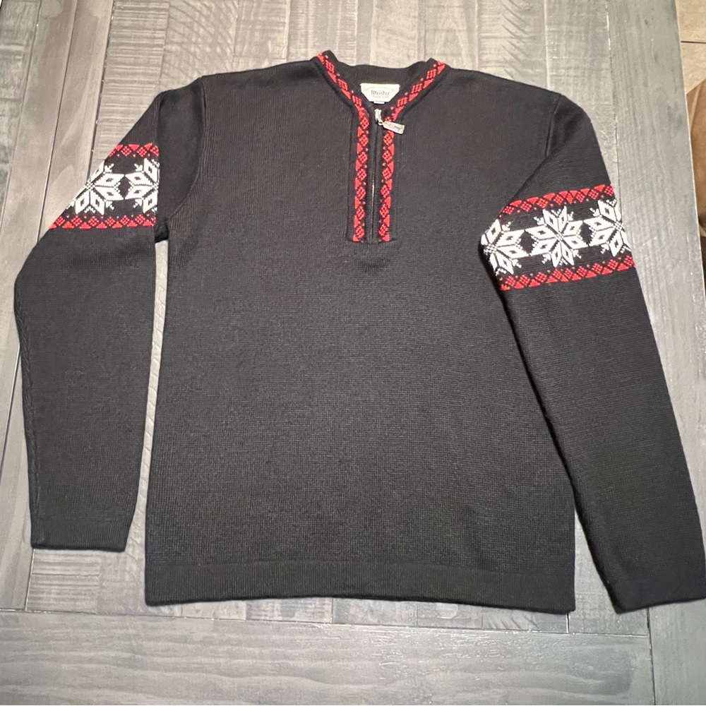 Meister Sweater Size Medium Red with Snowflake Design